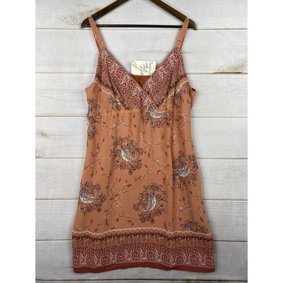 J Jill Dress Sz 18P Peach Floral Lined Chiffon Mini Slip Sleeveless Zip Boho NWT - Picture 1 of 12
